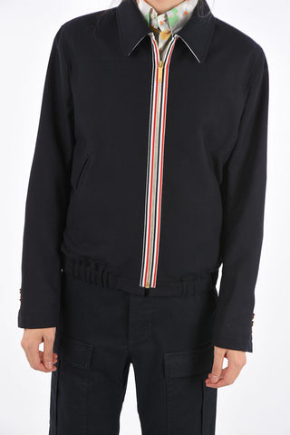 Wool Zipped Jacket with Elastic Hem 