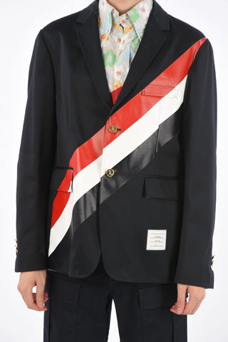 Unlined DIAGONAL STRIPE 3 Button Blazer