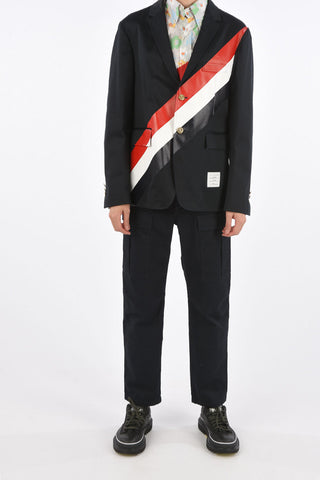 Unlined DIAGONAL STRIPE 3 Button Blazer
