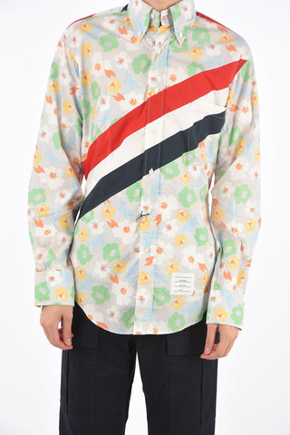 Floral Printed DIAGONAL STRIPE Button Down Shirt