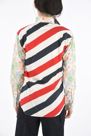 Floral Printed DIAGONAL STRIPE Button Down Shirt