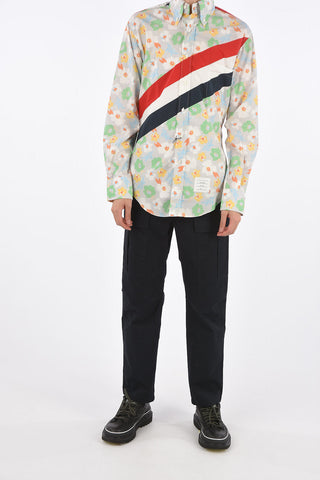Floral Printed DIAGONAL STRIPE Button Down Shirt