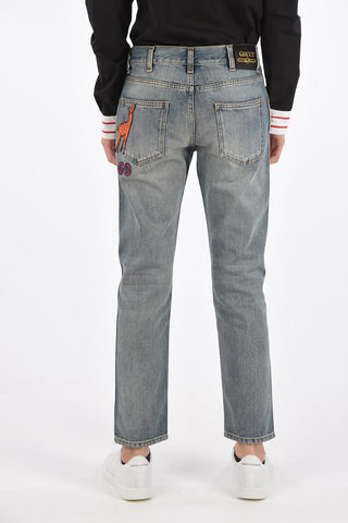 16cm Mid-rise waist straight fit jeans