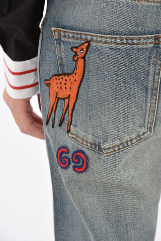 16cm Mid-rise waist straight fit jeans