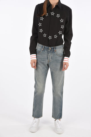 16cm Mid-rise waist straight fit jeans