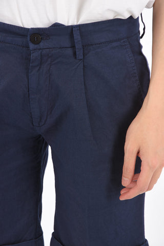 NATURAL Cotton and Linen Shorts with Belt Loops