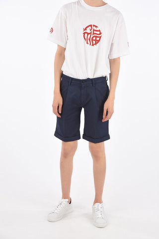 NATURAL Cotton and Linen Shorts with Belt Loops