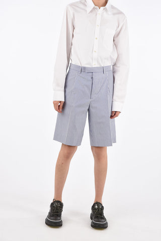 Oxford Striped Single Pleat Shorts