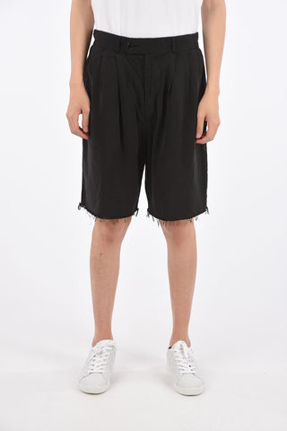 Mid-rise waist double pleat shorts