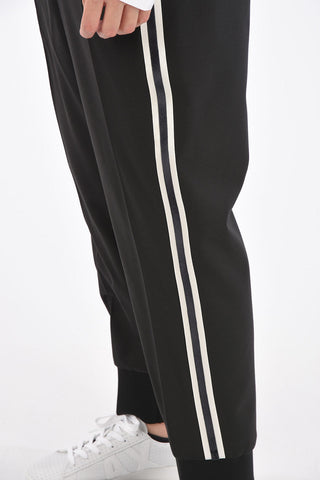 Low-rise waist slim fit piping pants