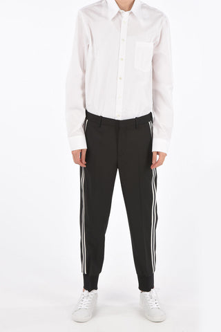 Low-rise waist slim fit piping pants