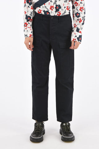 Stretch Cotton High Waist Cargo Pants