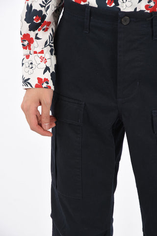 Stretch Cotton High Waist Cargo Pants