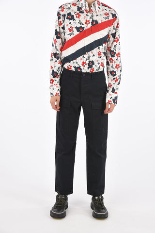 Stretch Cotton High Waist Cargo Pants