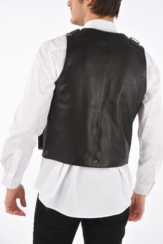 frog closure leather Vest