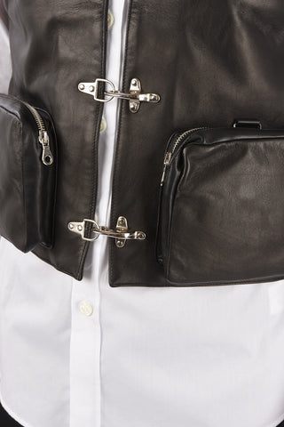 frog closure leather Vest