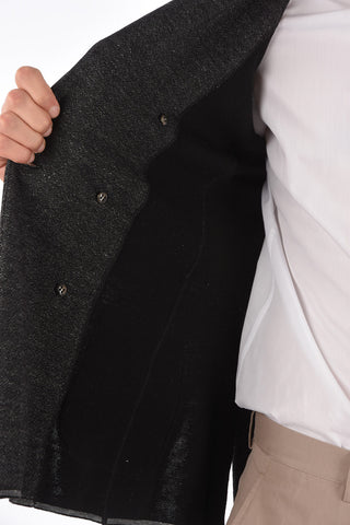 Knit Double Breasted Peak Lapel Blazer 