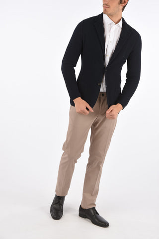 Knit Double Breasted Peak Lapel Blazer 