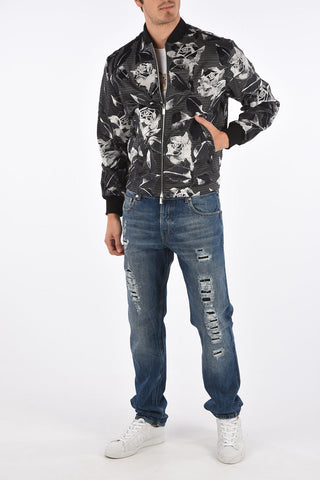 MAX FOXTON houndstooth bomber with Velvet details