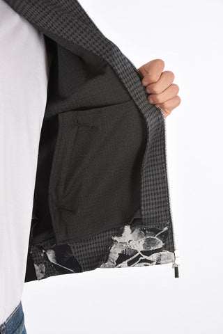 MAX FOXTON houndstooth bomber with Velvet details