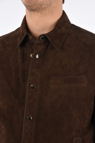 Suede leather snap button outerwear jacket