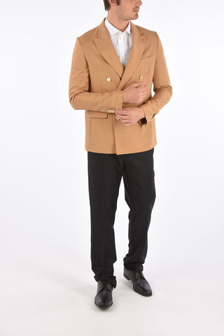 Silk Double-Breast Peaked Lapel Blazer