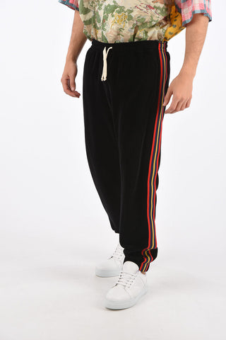 velvet drawstring waist jogger piping pants