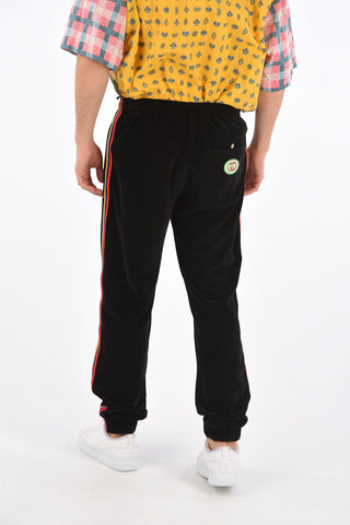 velvet drawstring waist jogger piping pants