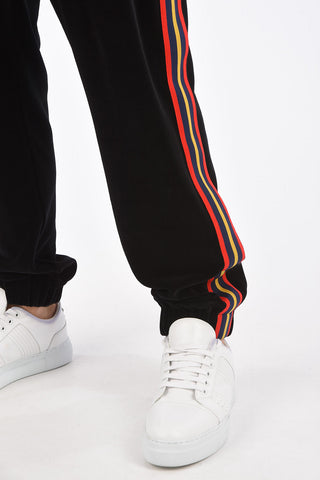 velvet drawstring waist jogger piping pants