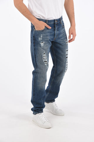 18cm Mid-rise waist distressed jeans