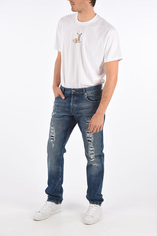 18cm Mid-rise waist distressed jeans