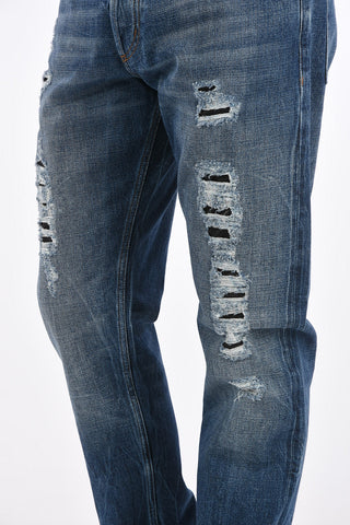 18cm Mid-rise waist distressed jeans