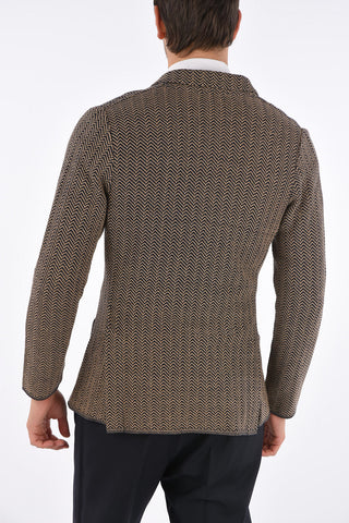 Blazer Oversize in Maglia con Tasche a Toppa