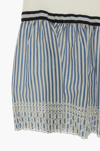 Sleveless Dress with Striped Skirt