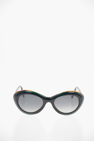 Oval Frame Sunglasses with Faded Lenses