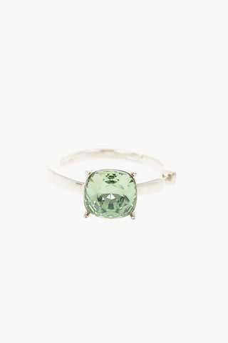 Silver Ring-shaped SOLITAIRE Earring with Crystal-embellishment