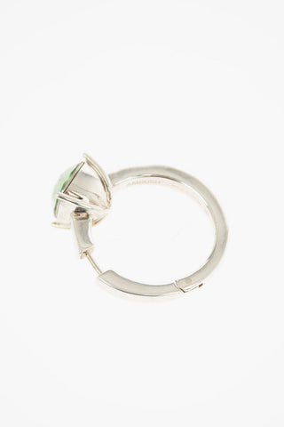 Silver Ring-shaped SOLITAIRE Earring with Crystal-embellishment