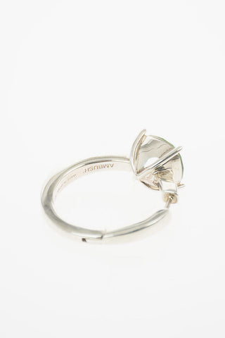 Silver Ring-shaped SOLITAIRE Earring with Crystal-embellishment