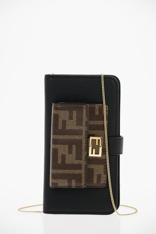 Leather Iphone X/XS Card Holder Case with Gold-toned Chain