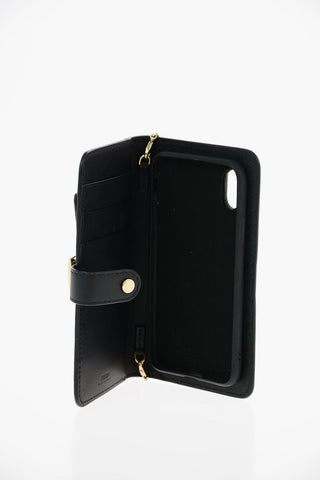 Leather Iphone X/XS Card Holder Case with Gold-toned Chain
