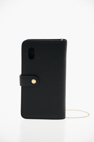 Leather Iphone X/XS Card Holder Case with Gold-toned Chain