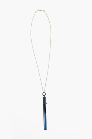 Silver CIG CASE Necklace with Cylinder-shaped Pendant