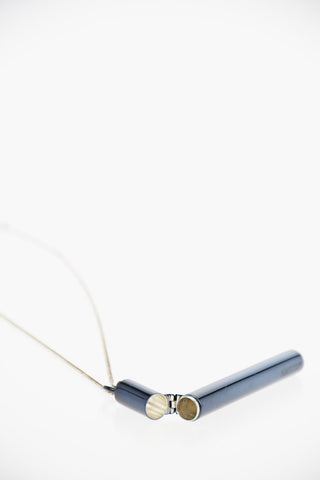 Silver CIG CASE Necklace with Cylinder-shaped Pendant