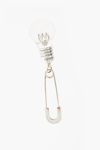 Silver Single Earring with Light-bulb-shaped Pendant
