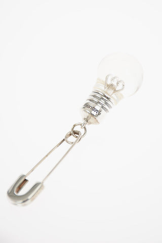 Silver Single Earring with Light-bulb-shaped Pendant
