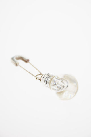 Silver Single Earring with Light-bulb-shaped Pendant