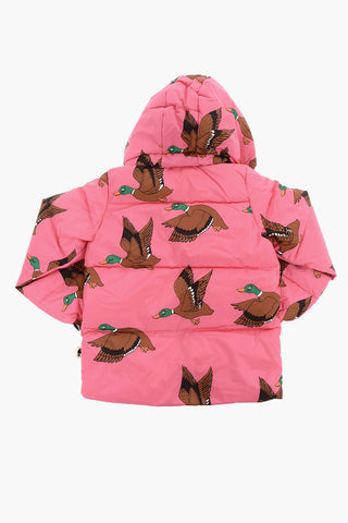 Printed Ducks puffer outerwear with hood