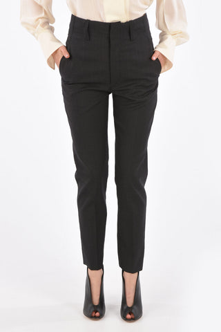district check virgin wool LISATO high-rise waist straight pants