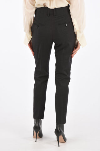 district check virgin wool LISATO high-rise waist straight pants