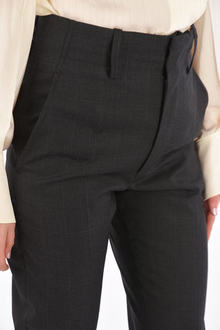 district check virgin wool LISATO high-rise waist straight pants